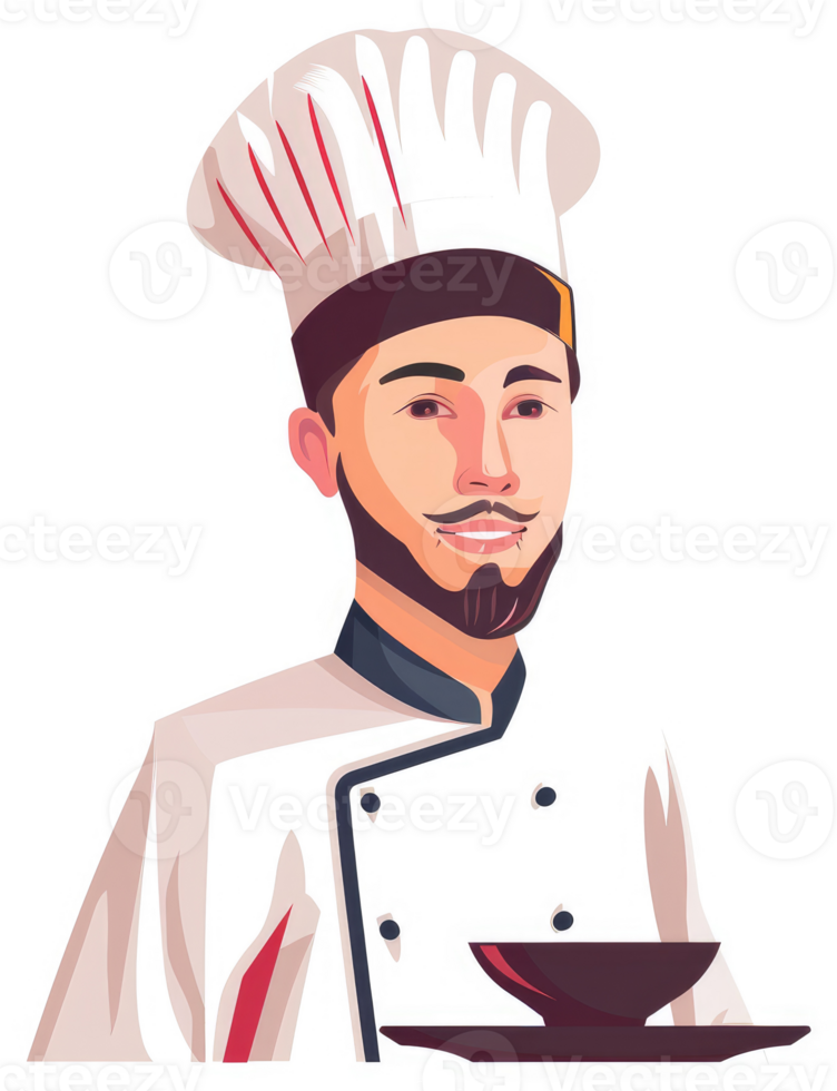 A friendly chef holding a dish, ready to serve. png