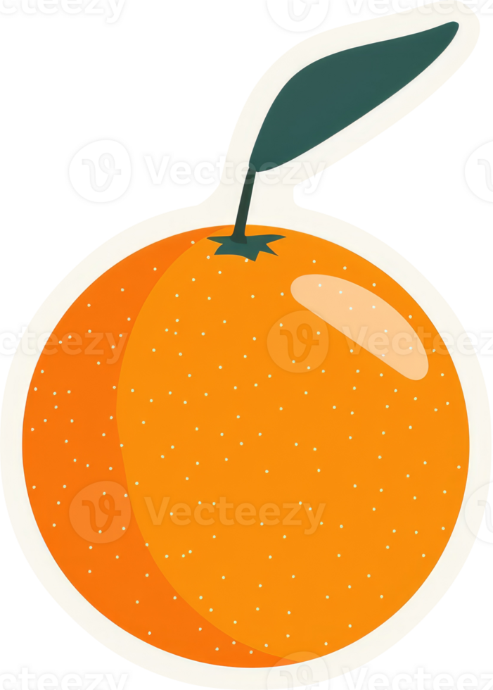 A vibrant, cartoonish illustration of an orange. png