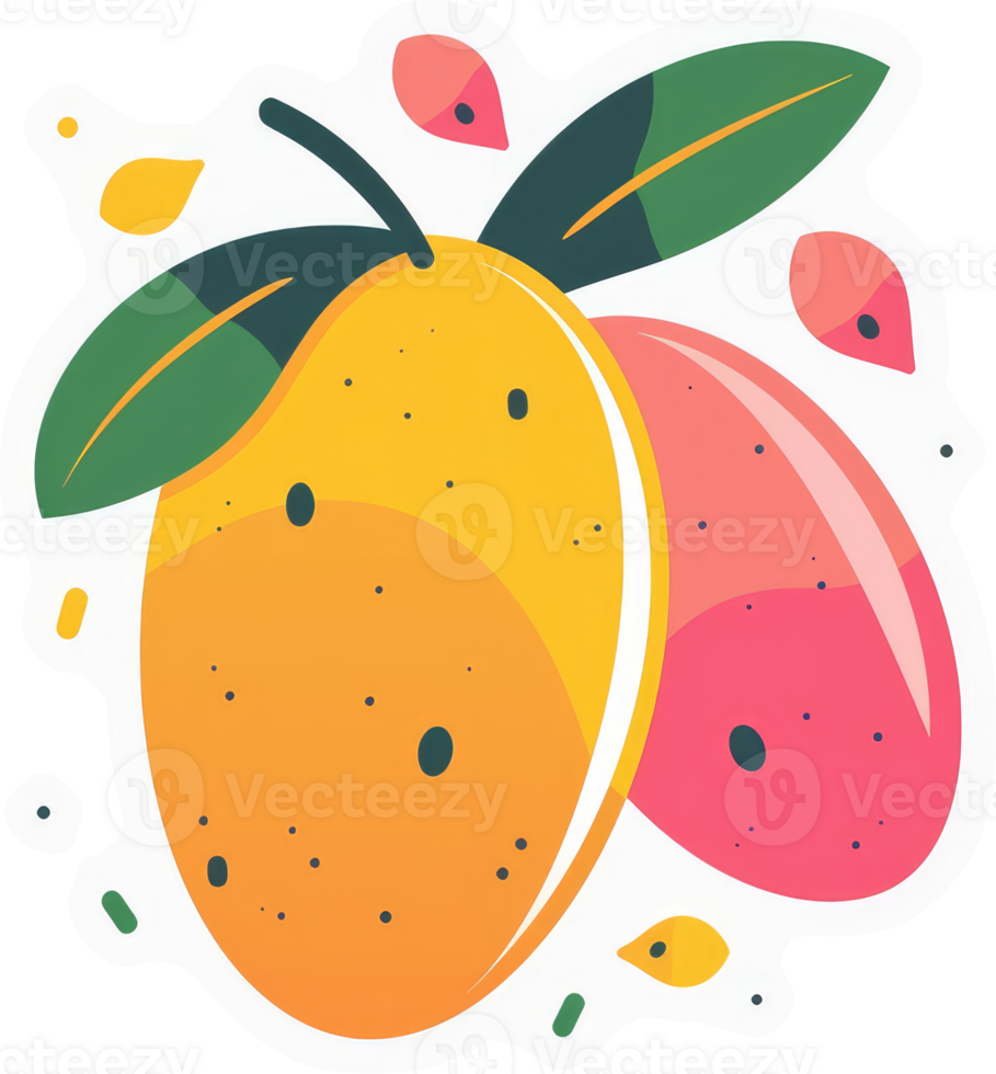 Vibrant illustration of two overlapping, stylized tropical fruits. png