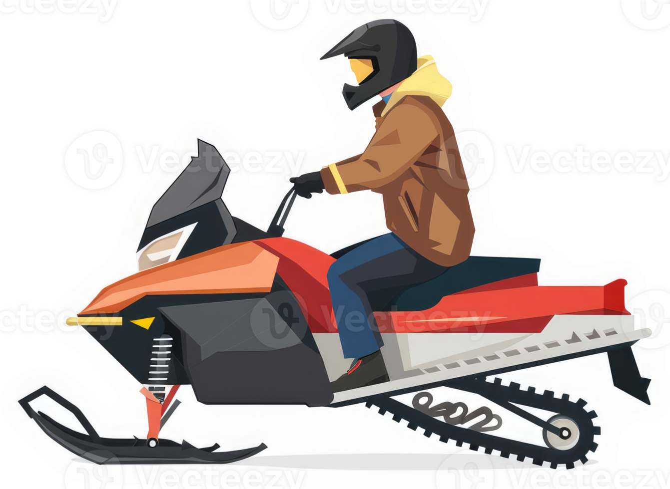 A person riding a snowmobile in winter gear. png