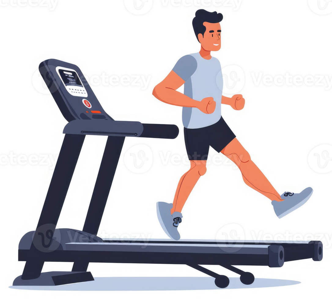A man using a treadmill for cardio exercise. png