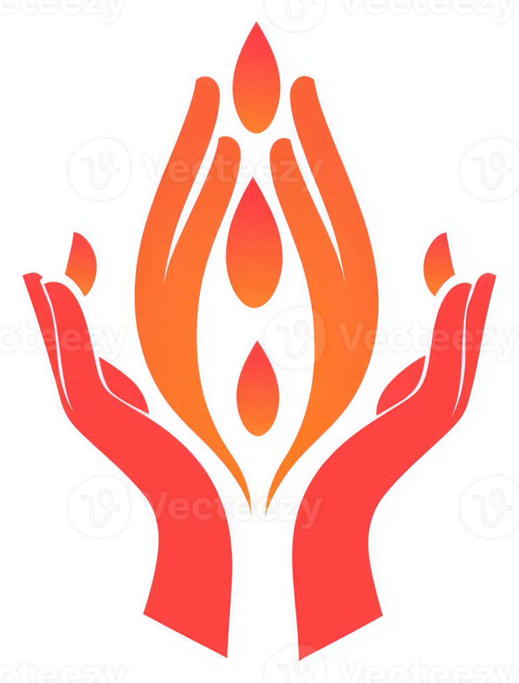 Hands holding a flame of lifeblood, symbolizing care and support. png