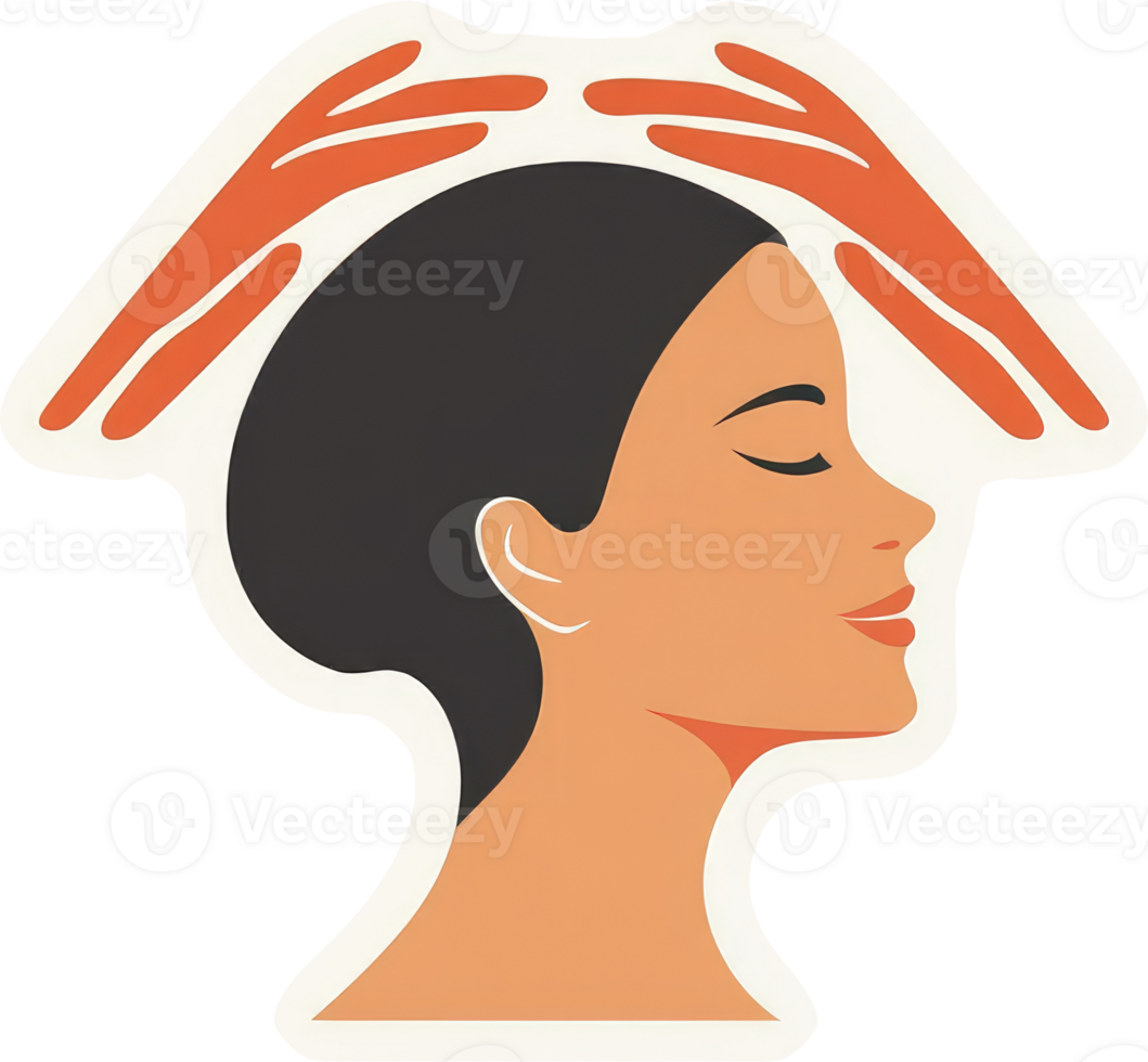A woman receiving a serene energy healing session. png