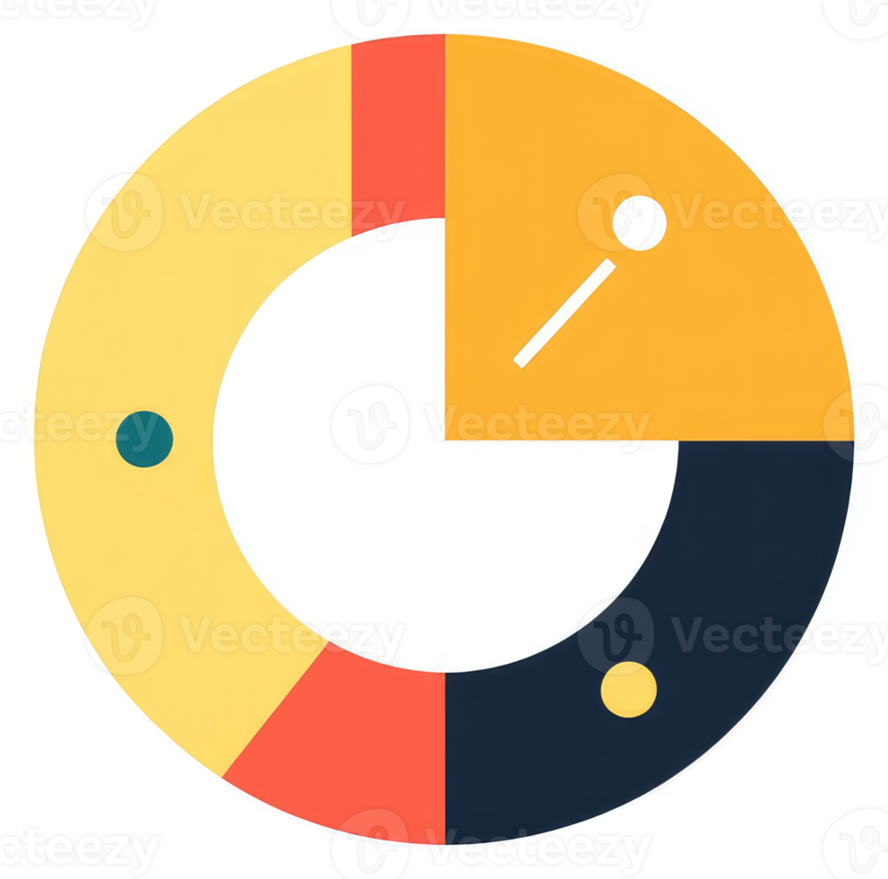 A colorful pie chart illustrating diverse proportions. png