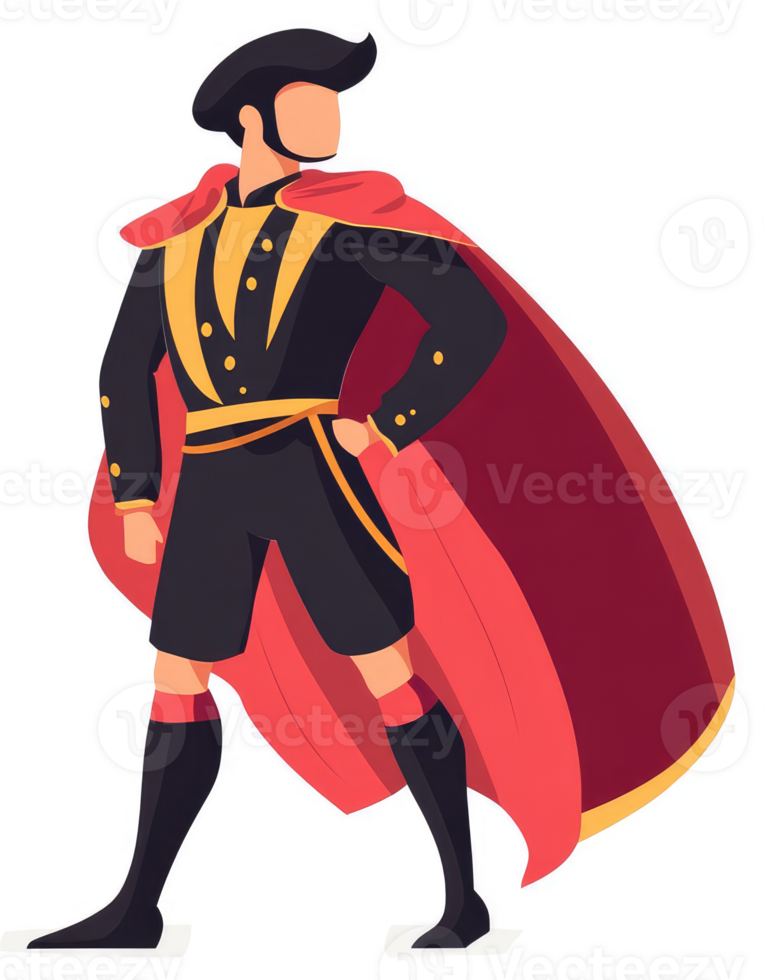 A courageous matador in regal attire, ready for the bullring. png