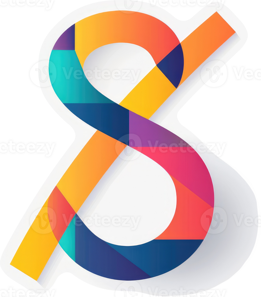 A colorful, abstract design of the number eight. png
