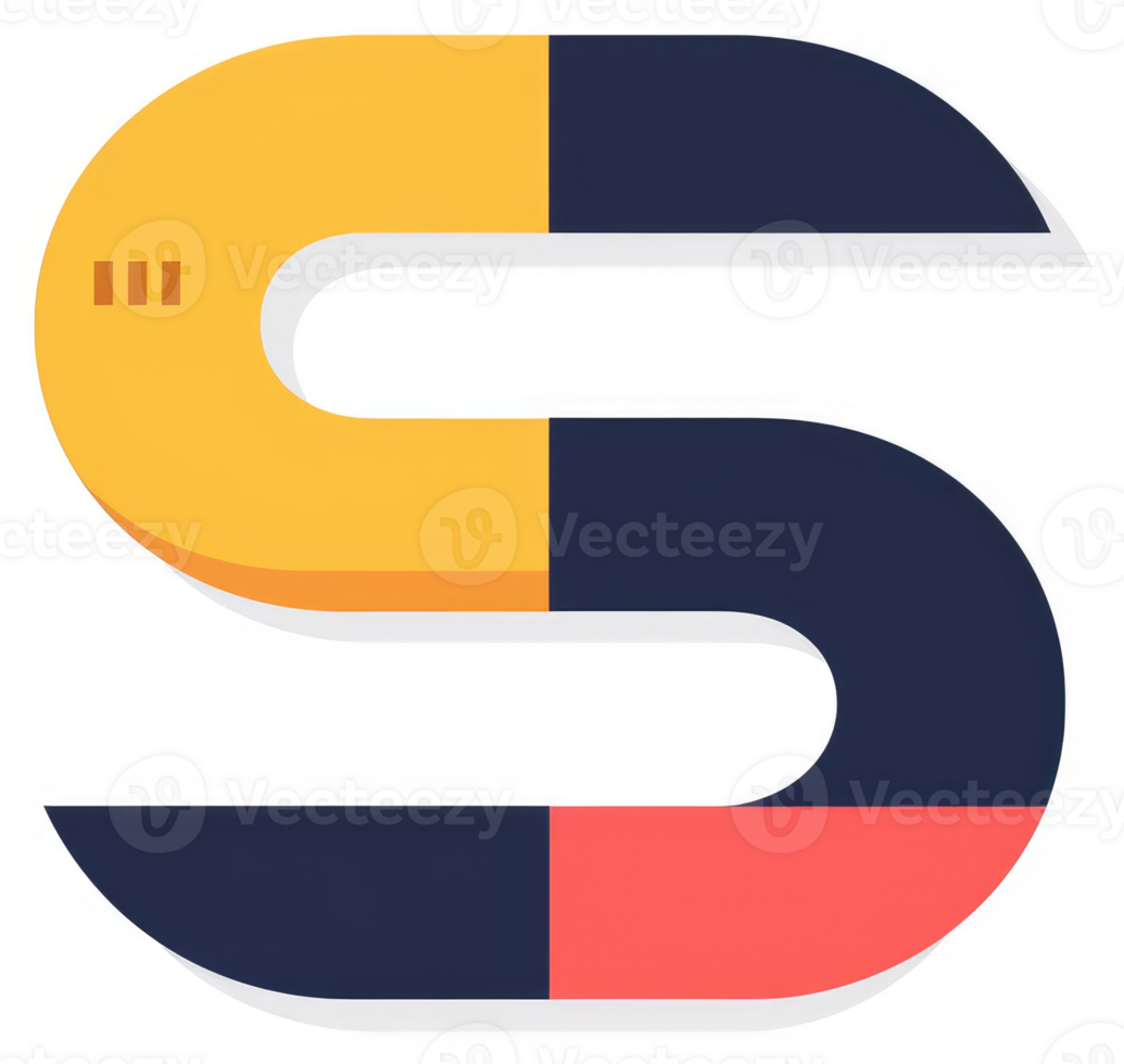 A colorful, stylized representation of a horseshoe magnet. png