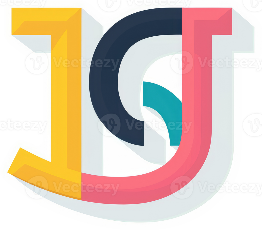 A colorful, abstract logo design featuring the letters J and G. png