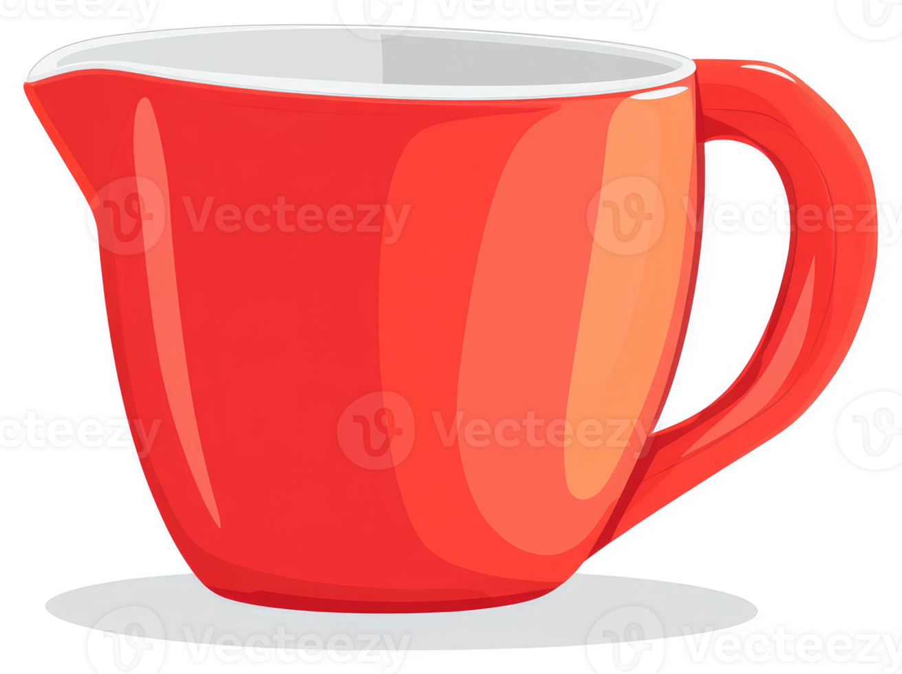 A vibrant red ceramic pitcher with a handle. png