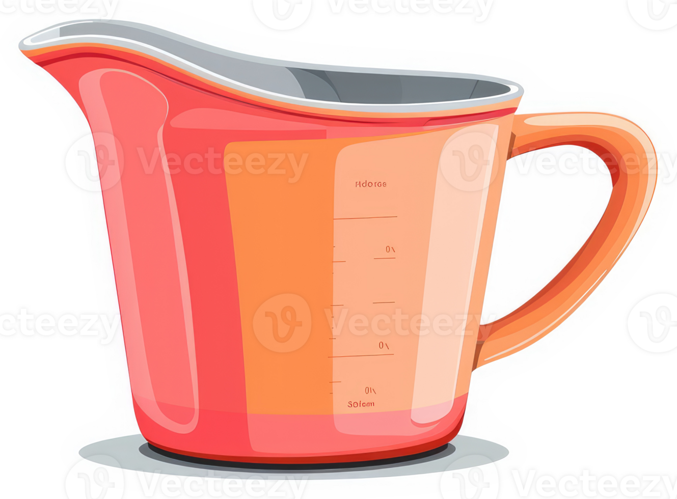 A vibrant, illustrated, colorful measuring pitcher for kitchen use. png
