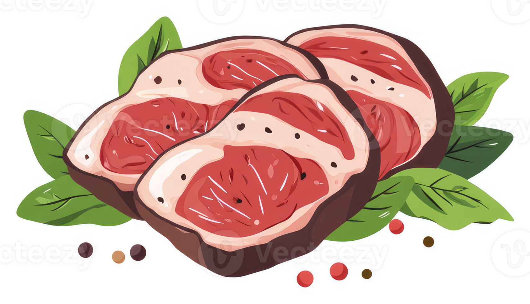 Slices of seasoned meat with fresh herbs. png