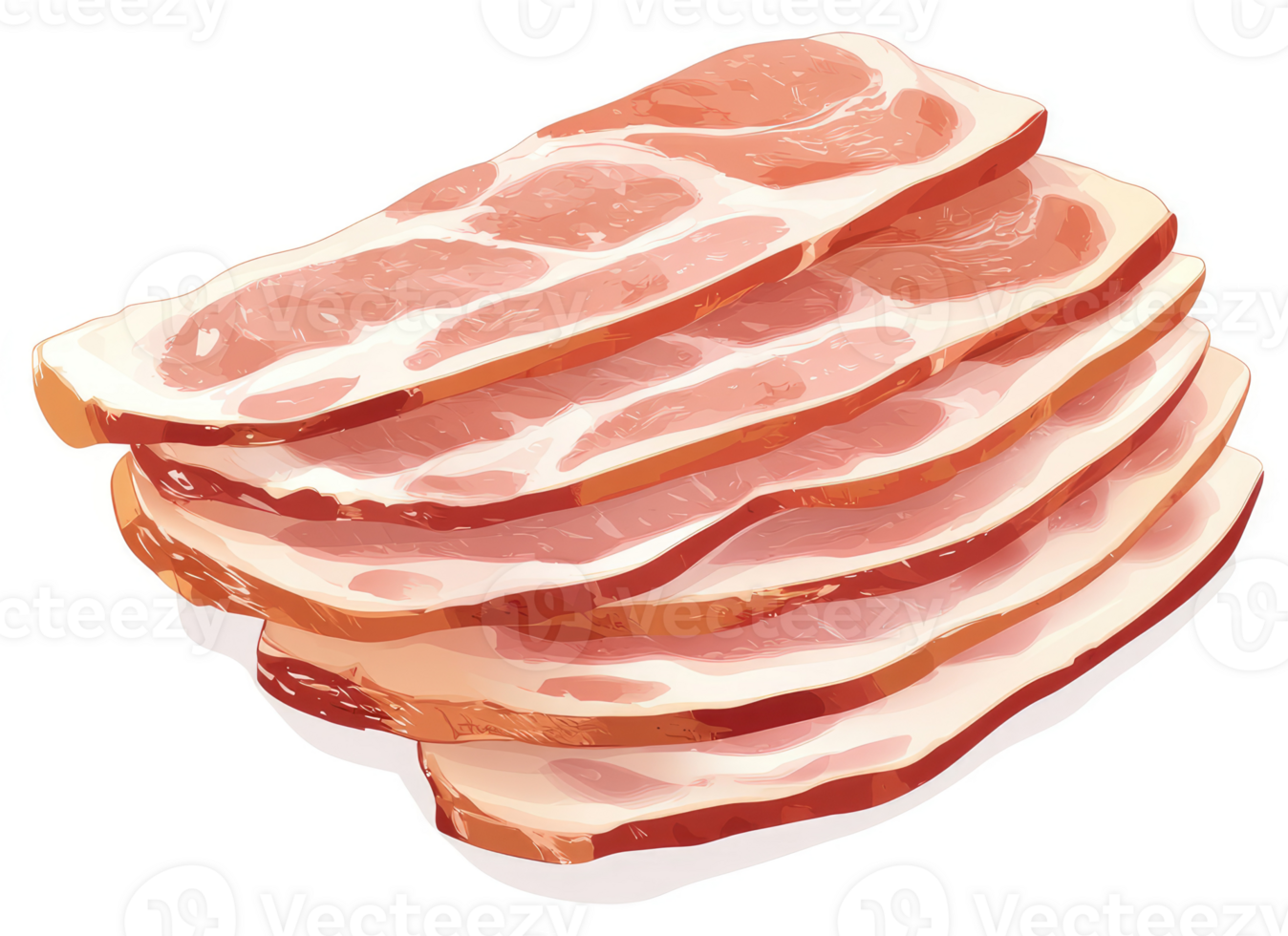 A stack of sliced bacon, ready to be cooked. png