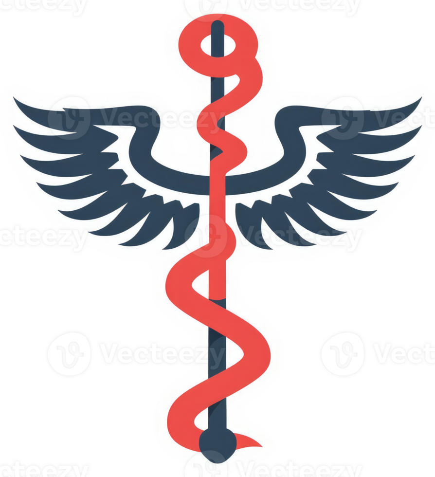 A stylized caduceus symbol, representing medicine and healing. png