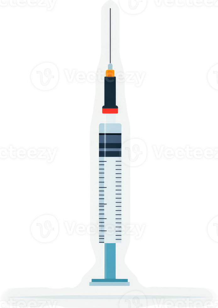 A medical syringe with a needle and graduated markings. png