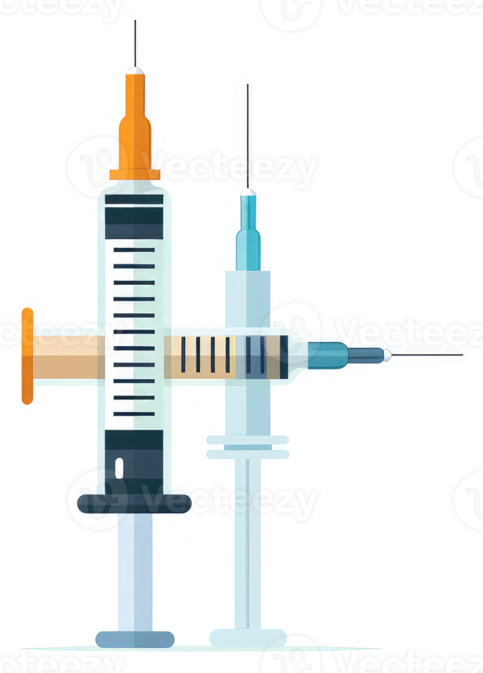 Two syringes, representing healthcare and medical procedures. png
