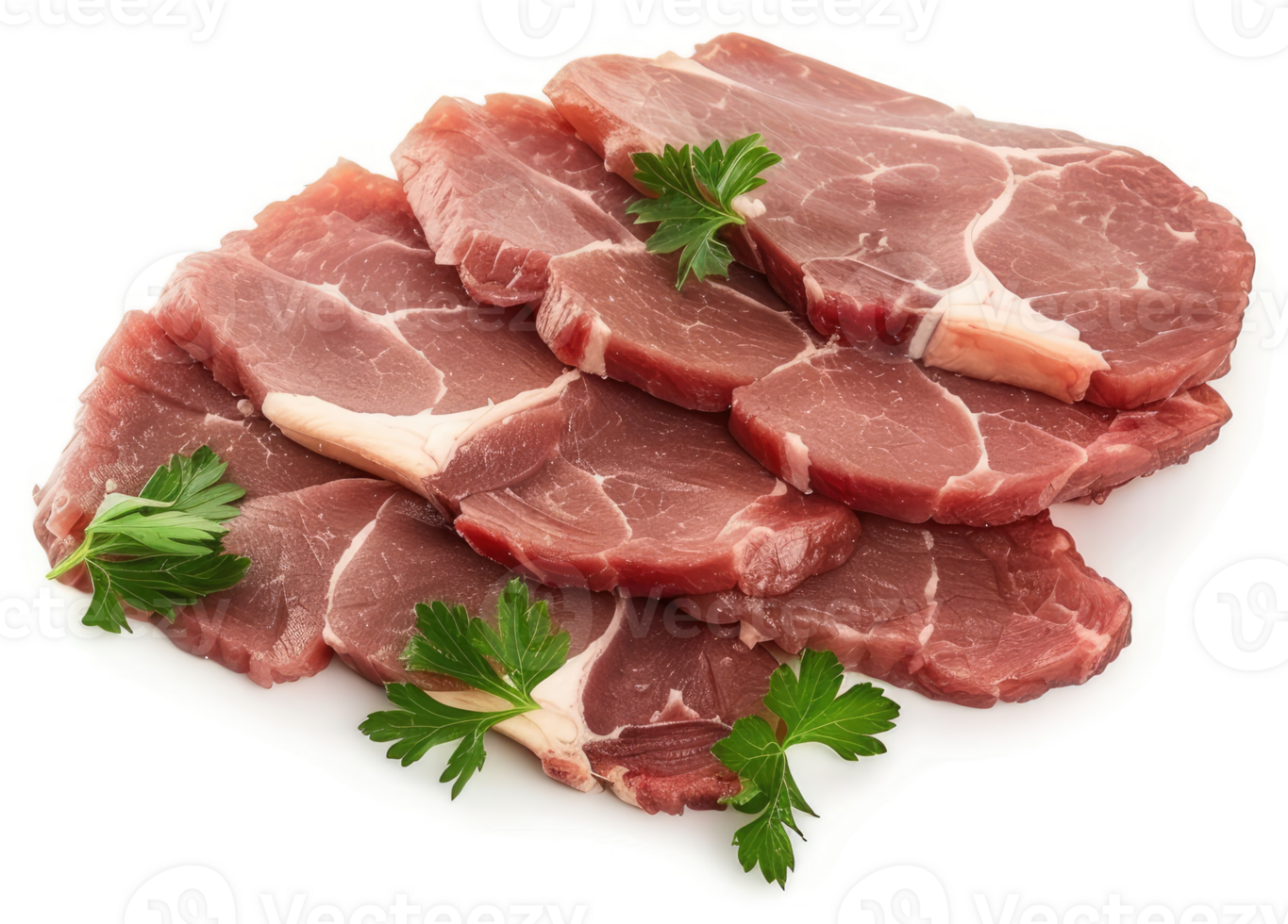 Fresh, raw beef steaks arranged on a white surface. png