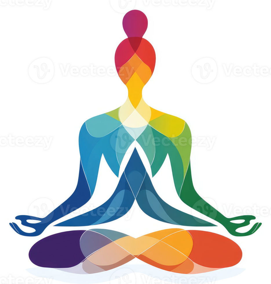 Colorful abstract representation of a person in a yoga pose. png
