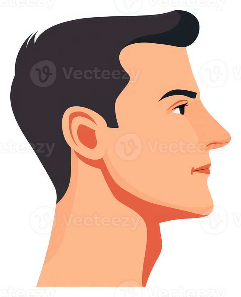 Profile view of a man's head and neck. png