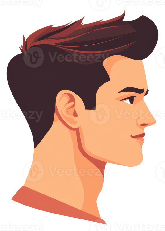 Profile view of a young man with a stylish haircut. png