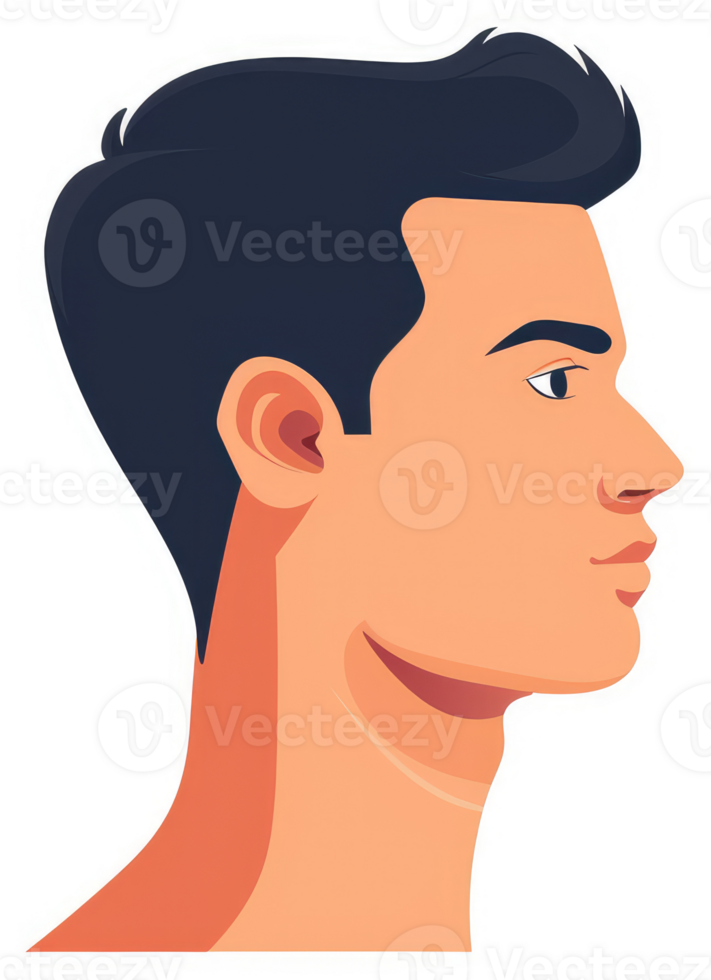 Profile view of a light-skinned man's head and neck. png