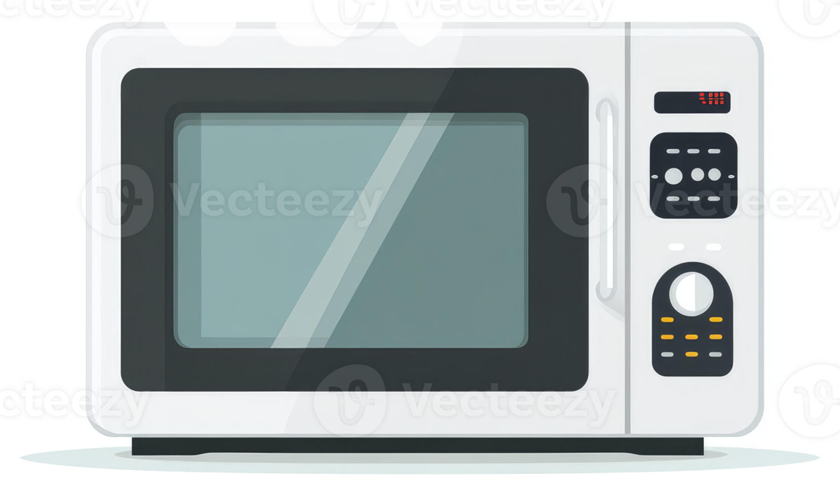 A simple white microwave oven with controls. png