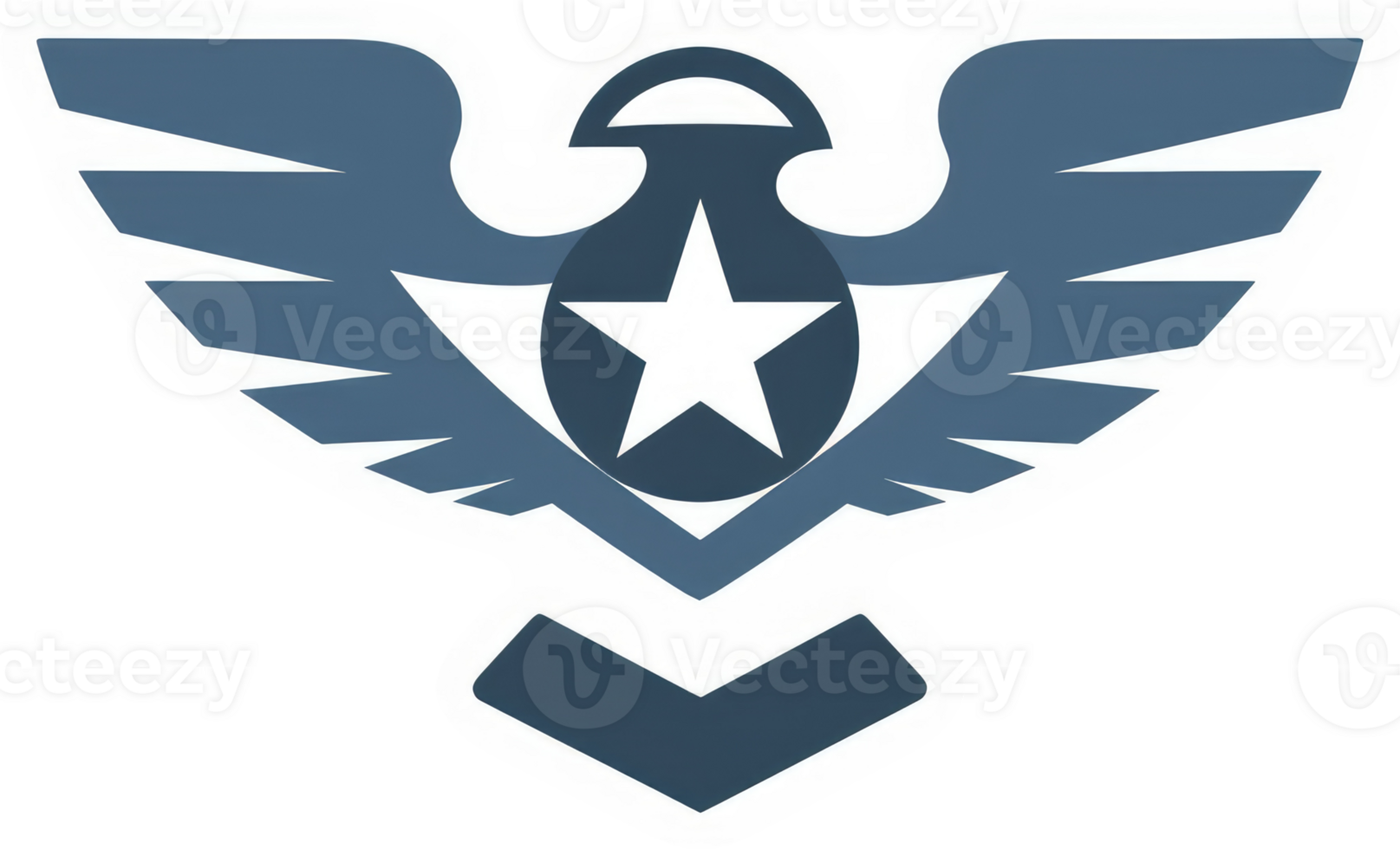 A stylized emblem of a bird with wings, a star, and a symbol of rank. png