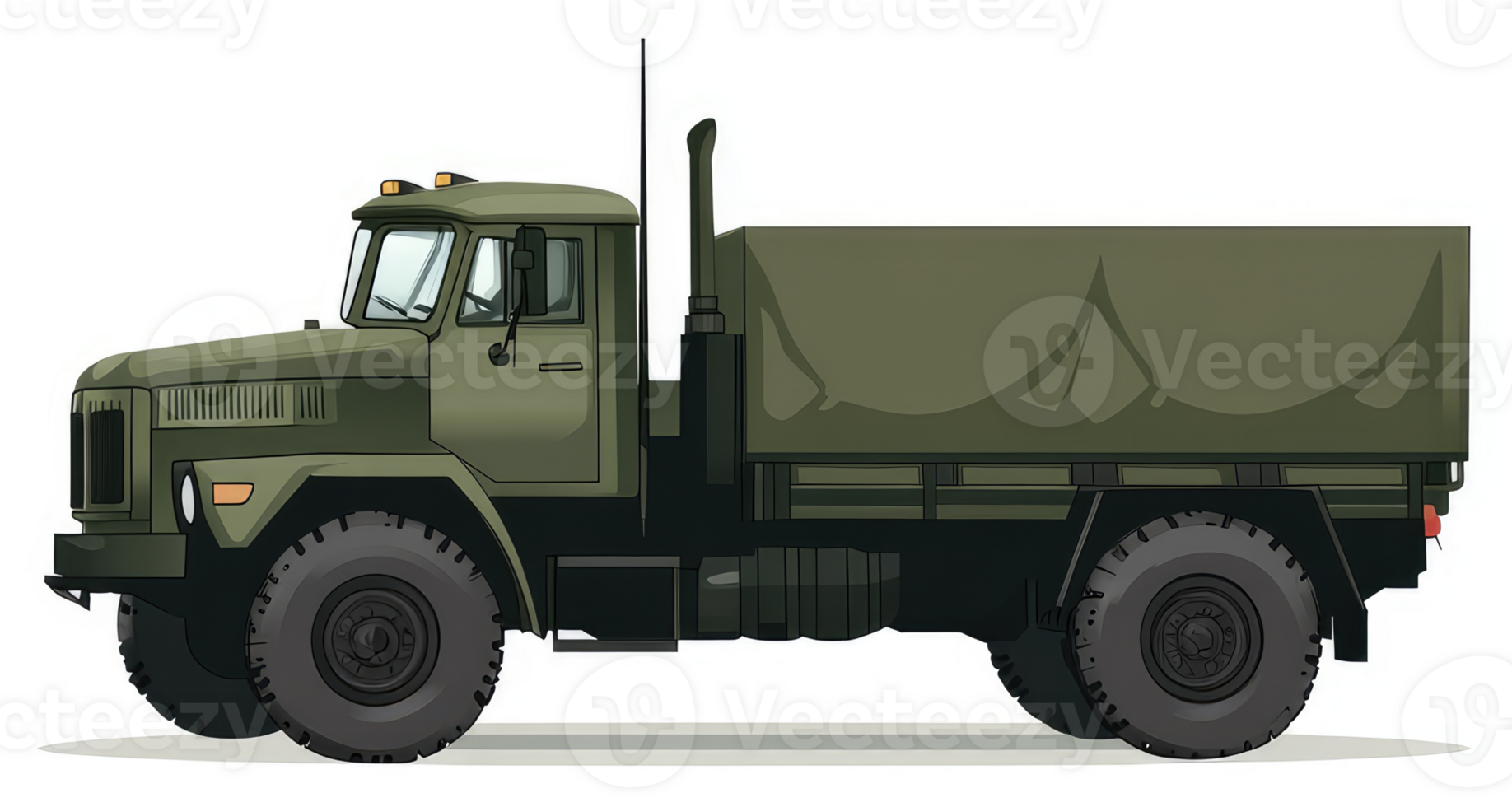 A military truck with a covered cargo bed. png