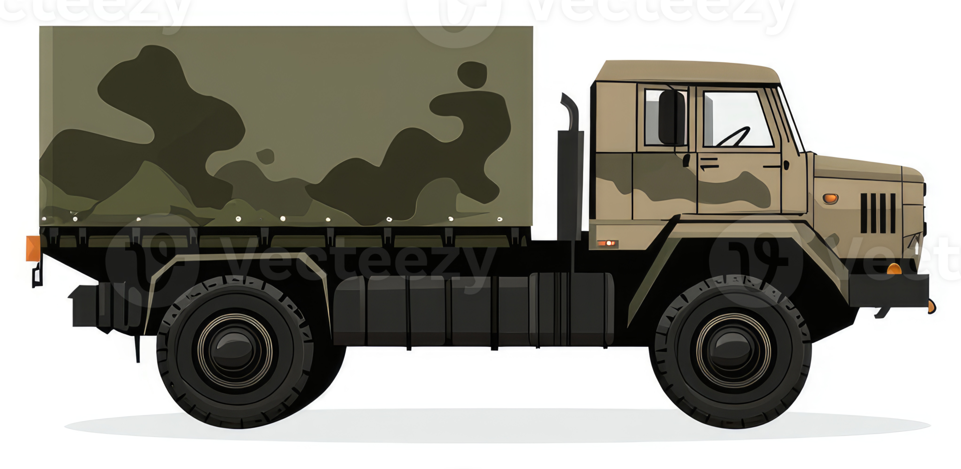 A military truck with a camouflage design. png