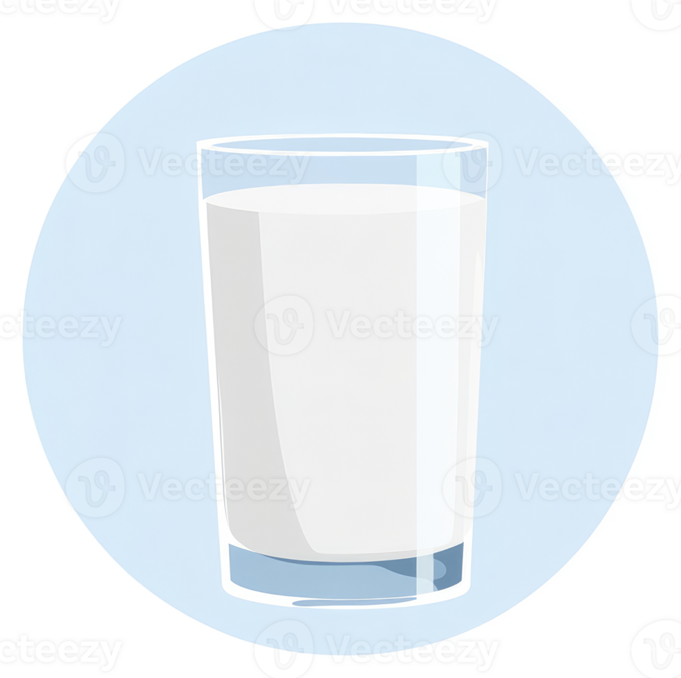 A glass filled with fresh, cold milk. png