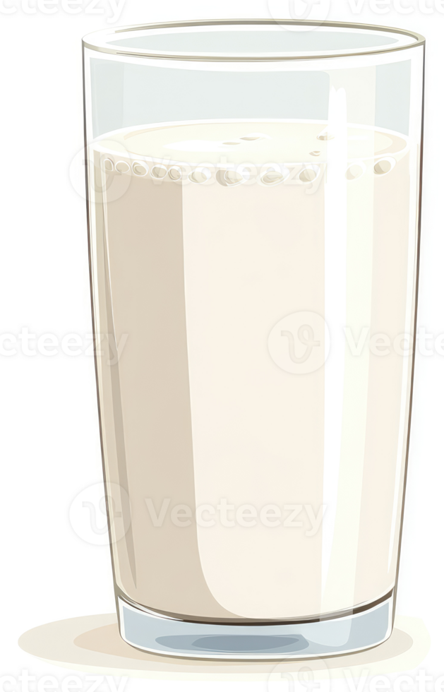A glass of fresh, creamy milk. png