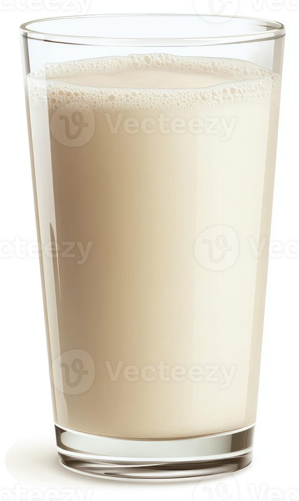 A glass of light-colored, frothy liquid. png