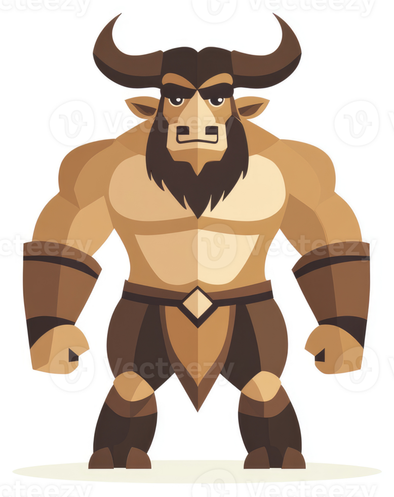 A cartoon depiction of a mighty mythological bull-man. png