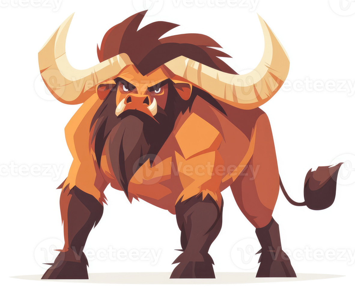 A fierce and formidable mythical creature, a powerful bull-like beast. png