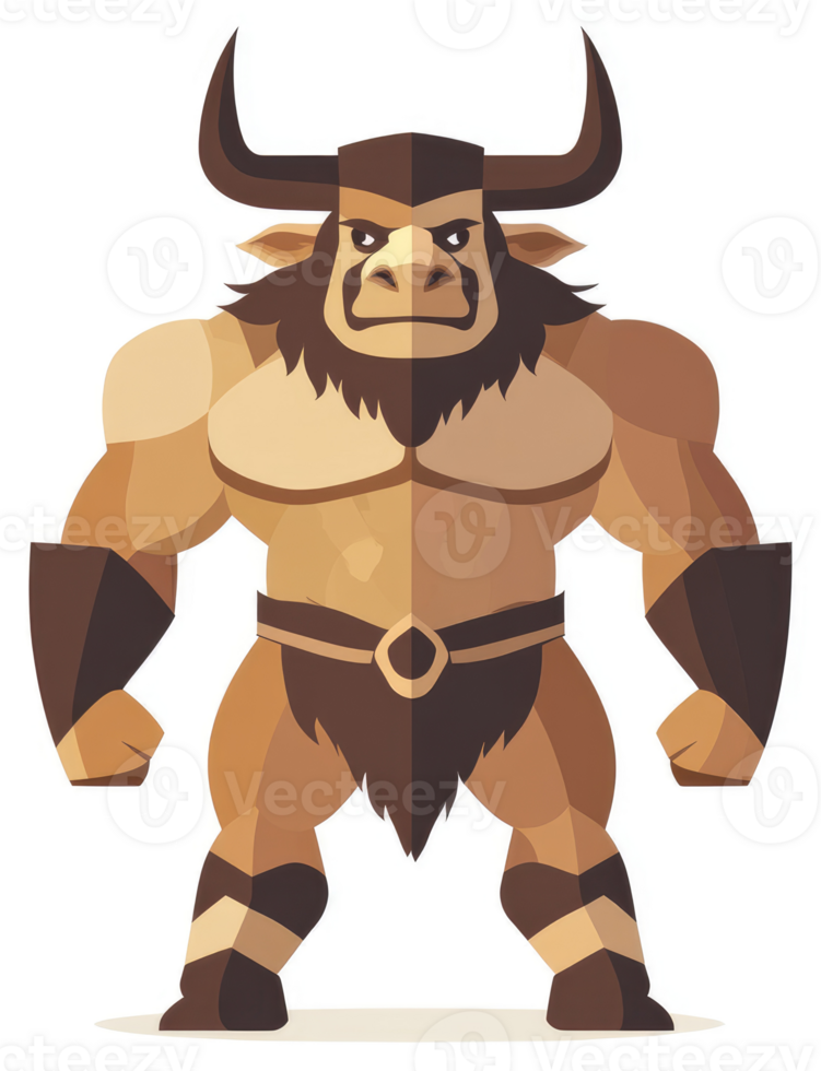 A cartoon depiction of the minotaur, a mythical creature. png