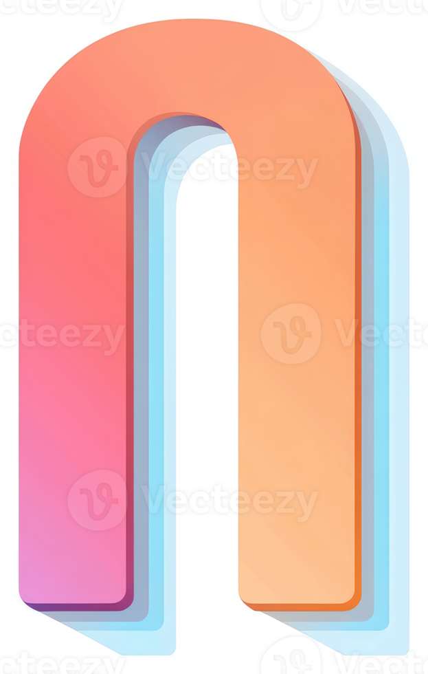 A stylized, layered, and colorful letter n. png