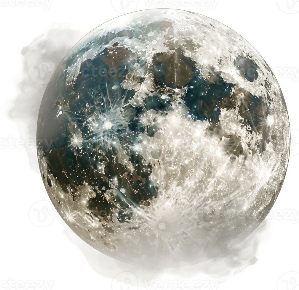 A captivating image of the moon, showcasing its textured surface and ethereal glow. png