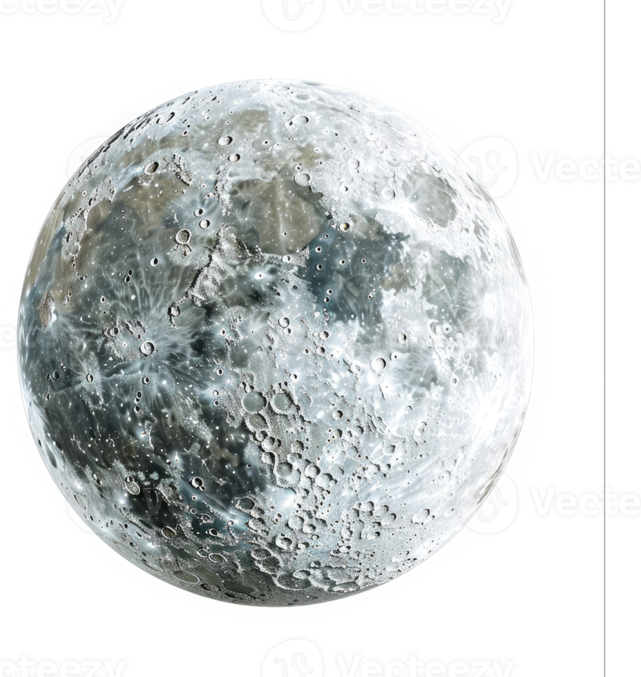 A detailed close-up view of the moon's surface. png