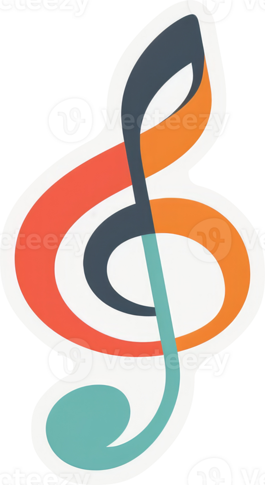 A vibrant and stylized musical treble clef design. png