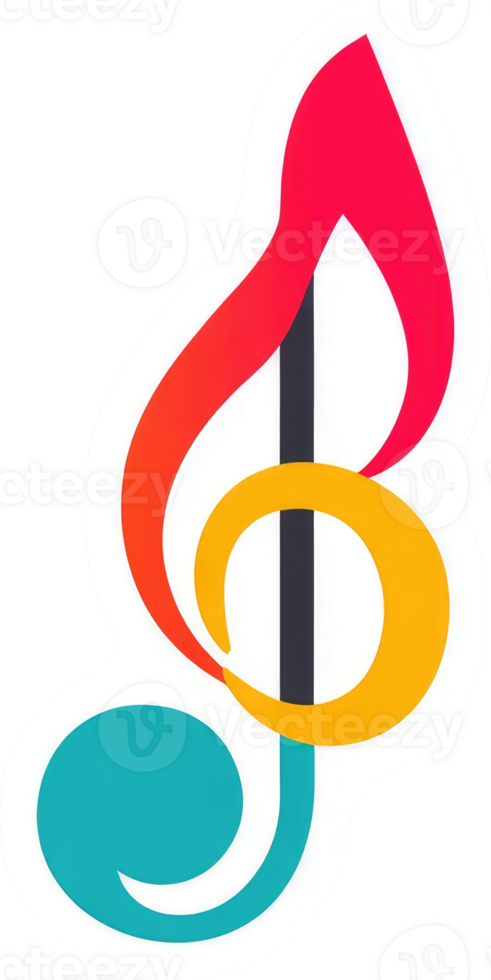 A colorful graphic design of a treble clef. png