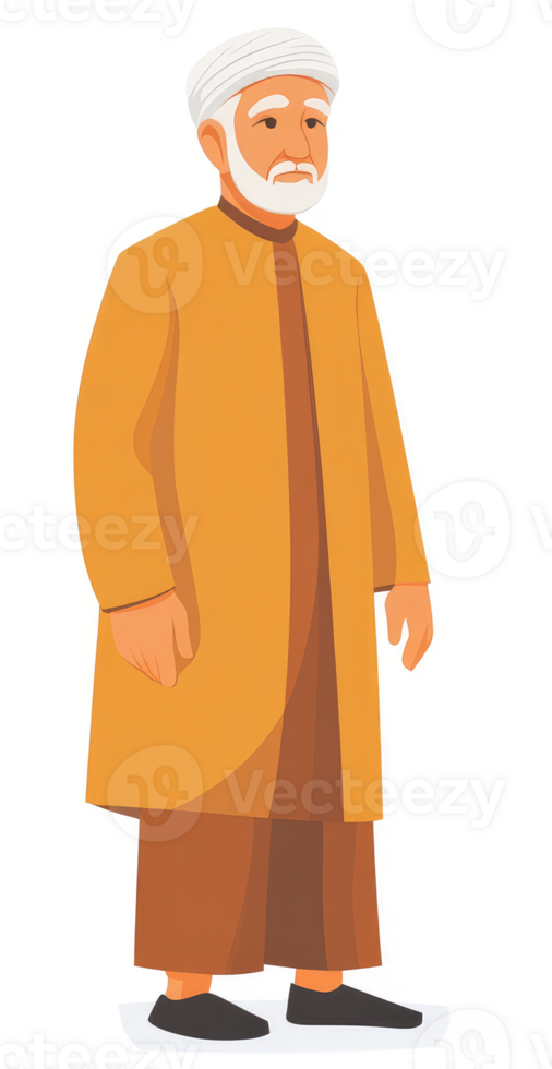 Illustration of a senior man in traditional attire. png