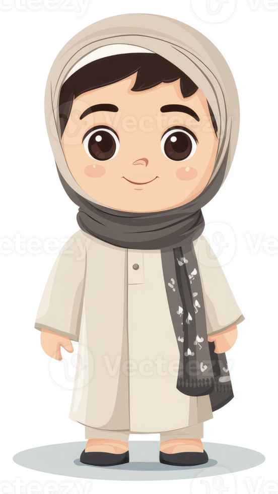 A young person in traditional islamic clothing. png