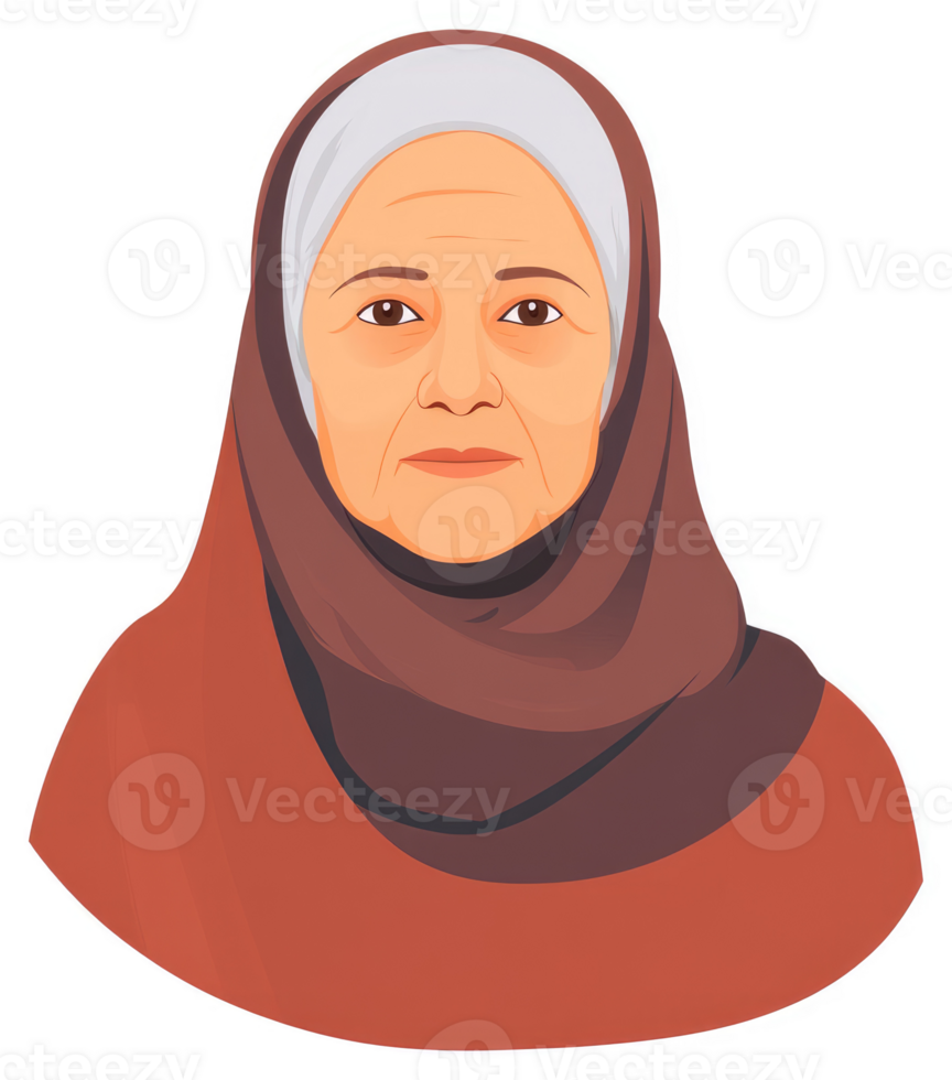 Portrait of a woman wearing a headscarf. png