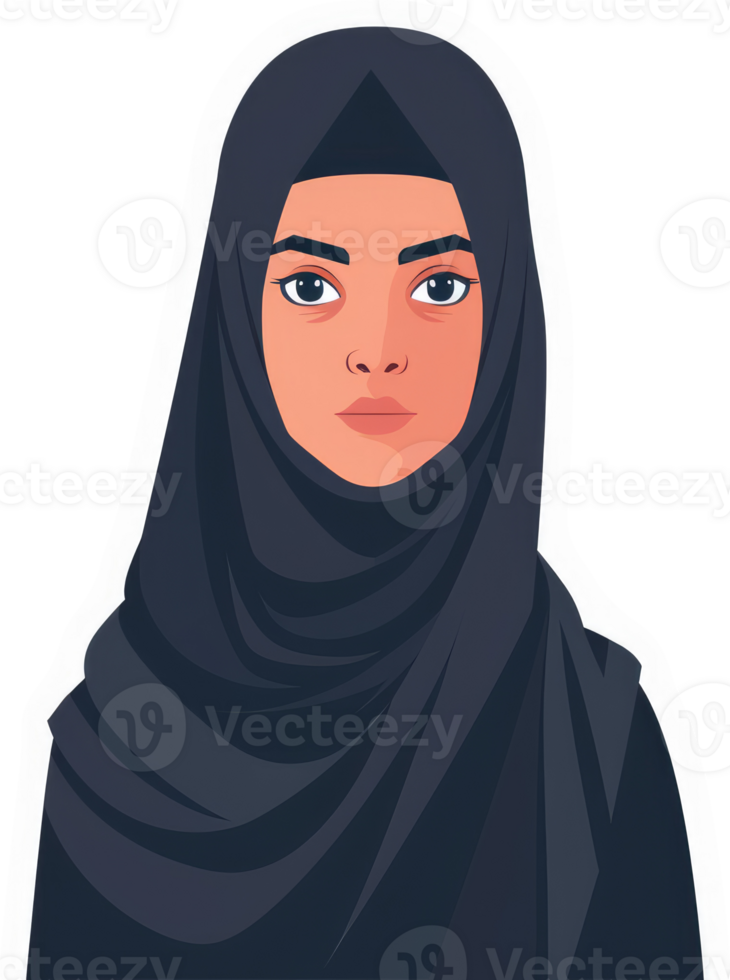 A woman wearing a hijab, a traditional islamic head covering. png
