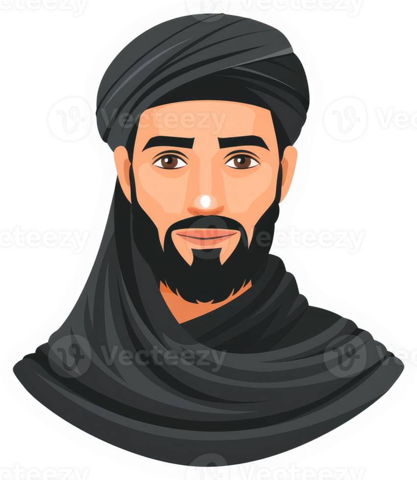 Illustration of a man wearing traditional islamic clothing. png