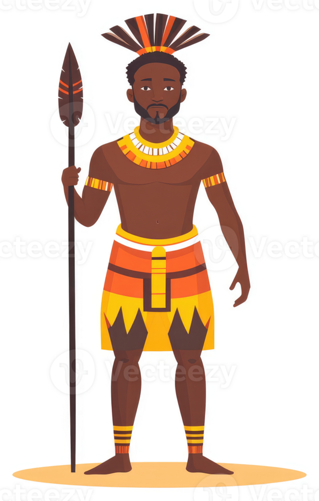 A depiction of a tribal chieftain in traditional attire. png