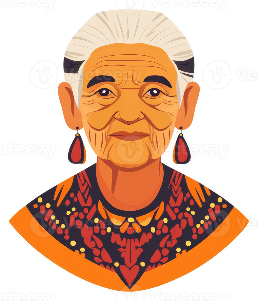 Portrait of a wise and respected elder woman. png
