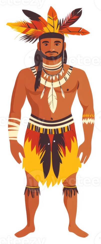 A stylized illustration of a man in traditional tribal attire. png