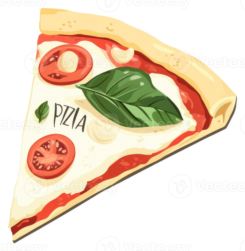 A vibrant illustration of a delicious slice of pizza. png