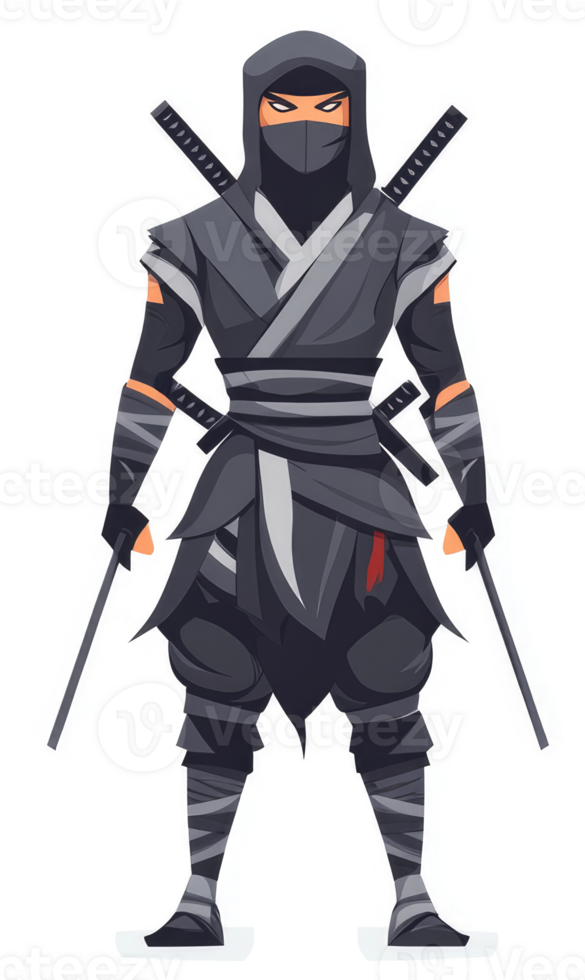 A formidable ninja in traditional attire, ready for battle. png