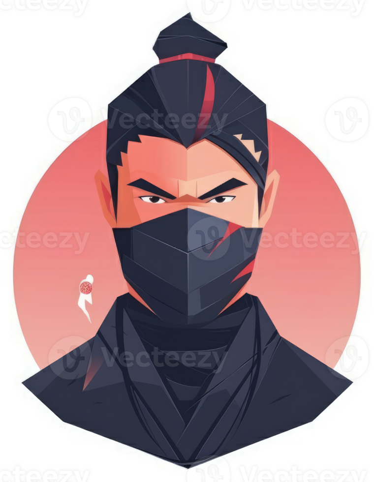 A stylized illustration of a ninja character with a dramatic expression. png